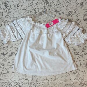 NEW Lilly Pulitzer White Eyelet Ruffle Off-Shoulder Top